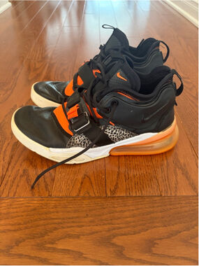 Men's Nike Air Force 270 Black Orange Sneakers 8.5